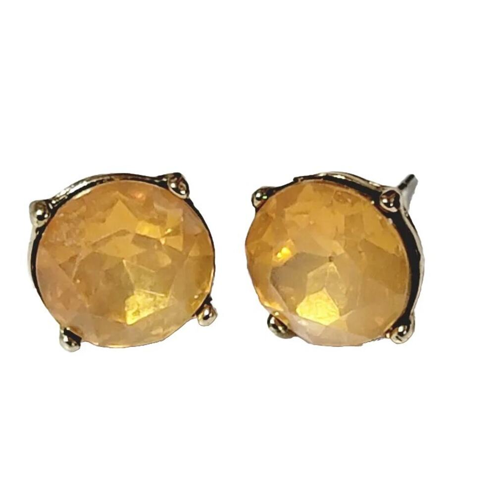 Vintage Peach Lucite Pierced Earrings Round Faceted 1/2” Studs rp-‎